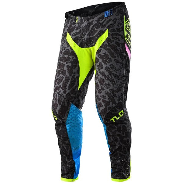 Pantalon de Motocross SE Pro Fractura Troy Lee Designs noir et jaune, de face