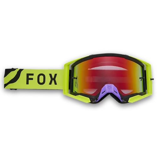 Lunette de Motocross Airspace Throttle Lentille Miroir Fox noir et jaune, de face