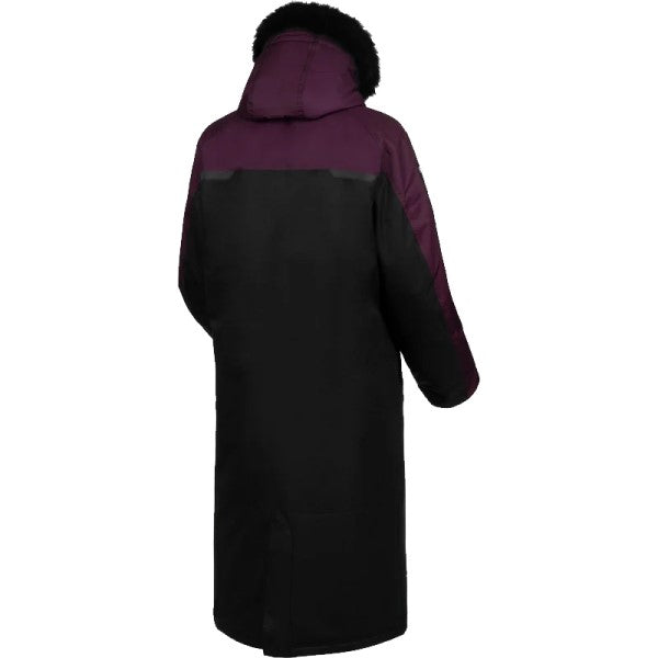 Manteau Warm-Up Femme FXR noir et mauve, de dos