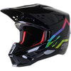 Casque de Motocross SM5 Compass Alpinestars noir et multicolore, côté gauche