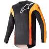 Chandail de Motocross Techstar Sein Alpinestars noir et orange, de face