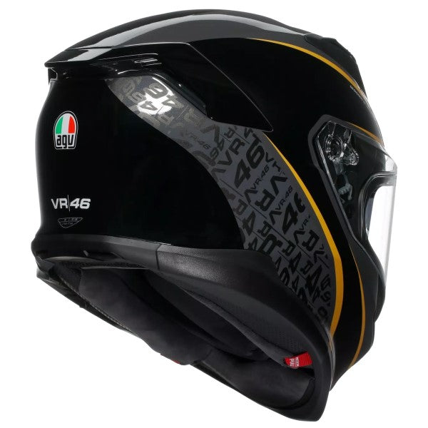 Casque Intégral de Moto K7 Flow 46 AGV noir et or, arrière