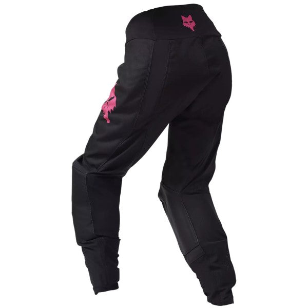 Pantalon de Motocross 180 Blackout Femme Fox noir et rose, de dos