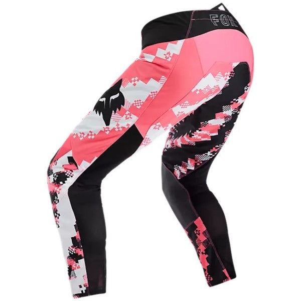 Pantalon de Motocross 180 Digi Image Fox noir et rose, de dos