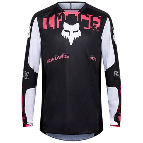 Chandail de Motocross 180 Digi Image Fox noir et rose, de face