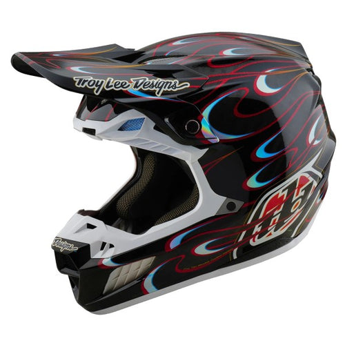 Casque de Motocross SE5 Carbone Torched MIPS Troy Lee Designs noir et rouge, de 3/4