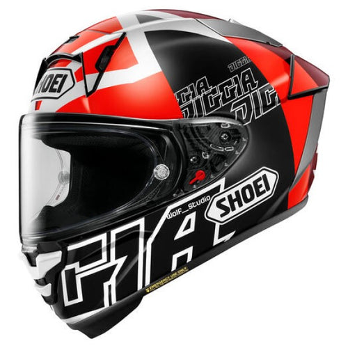 Casque Intégral de Moto X-Fifteen Diggia 2 Shoei noir blanc et rouge, de 3/4
