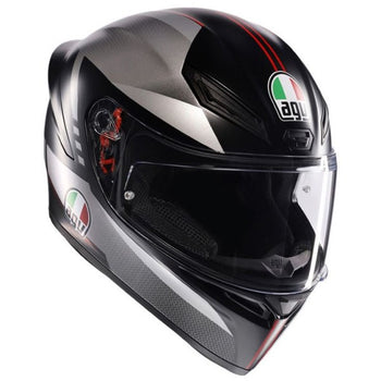 Casque Intégral de Moto K1 S LAP AGV noir gris et rouge, de 3/4