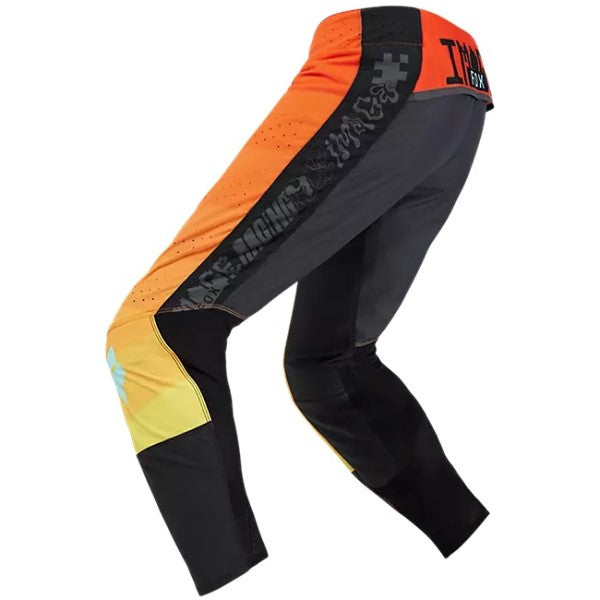 Pantalon de Motocross Flexair Grid Fox noir et orange, de dos