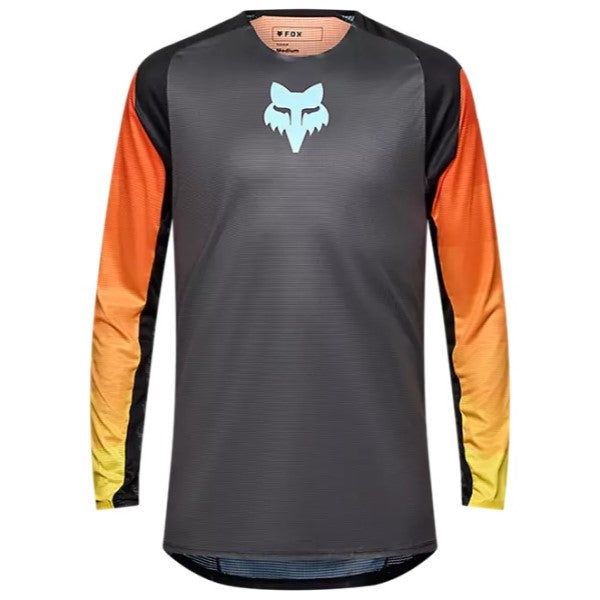 Chandail de Motocross Flexair Grid Fox noir et orange, de face