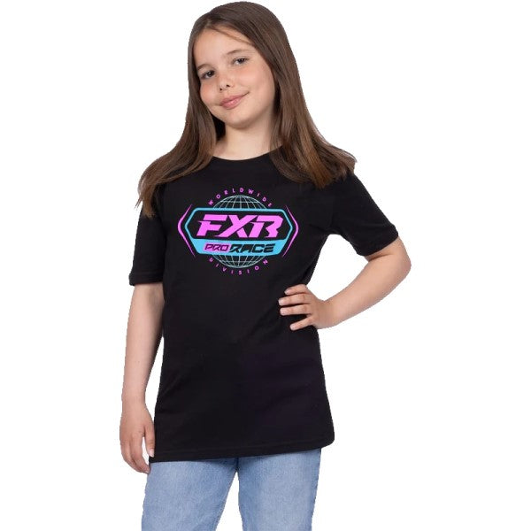 T-Shirt Race Division Premium Junior FXR noir/rose/bleu, de face