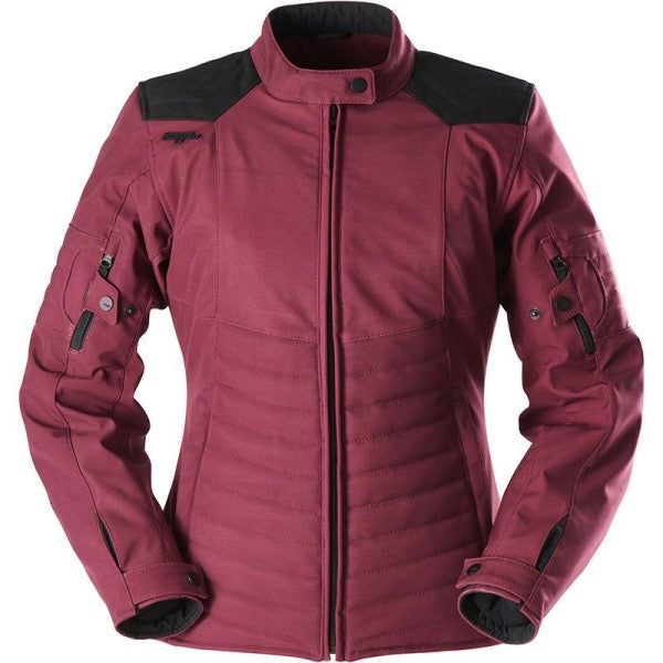 Manteau de Moto Ice Track Femme Bordeaux de face