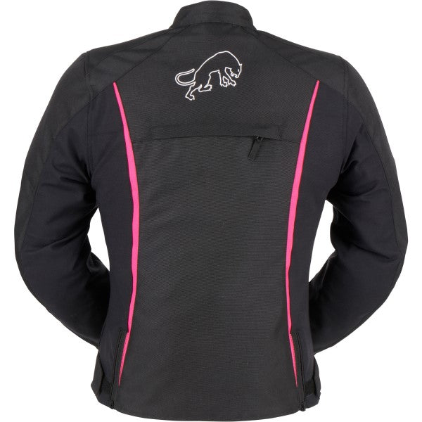 Manteau de Moto Odessa Femme Noir/Rose de dos