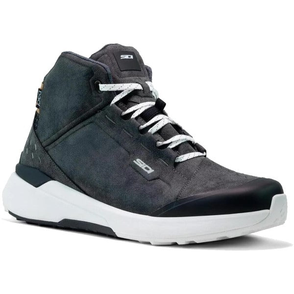 Chaussures de Moto Nucleus Suède WP Noir/Blanc incliné de gauche