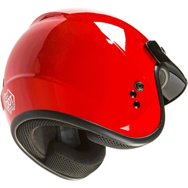 Casque Ouvert de Moto OF2 Rouge incliné de dessous