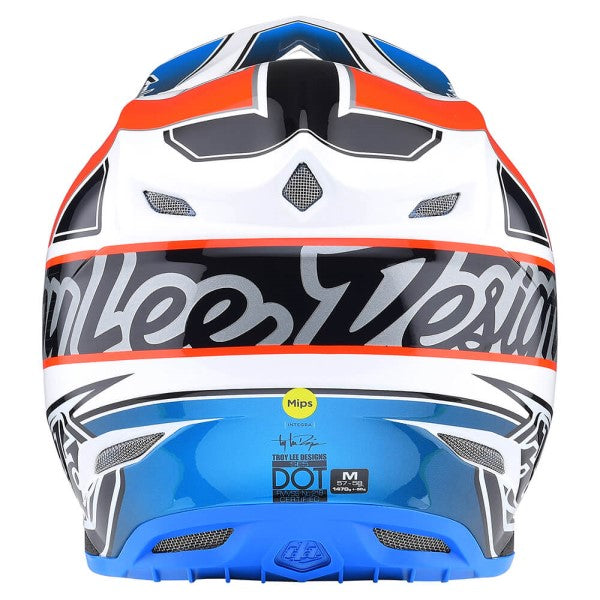 Casque de Motocross SE5 Composite Team Troy Lee Designs orange et bleu, arrière