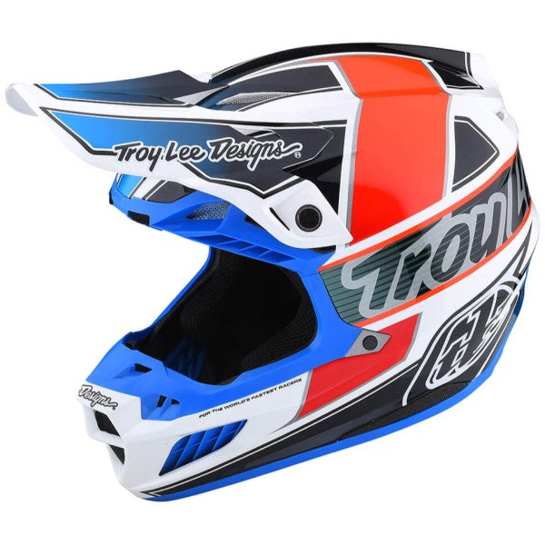 Casque de Motocross SE5 Composite Team Troy Lee Designs orange et bleu, de 3/4