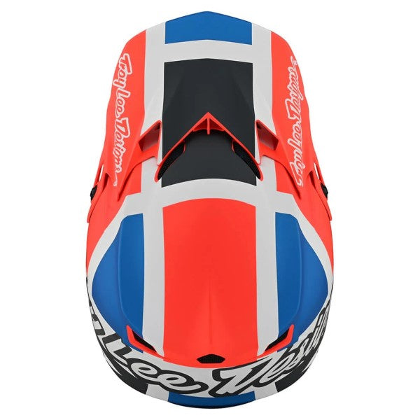 Casque de Motocross SE4 Polyacrylite Quattro Troy Lee Designs orange et bleu, dessus