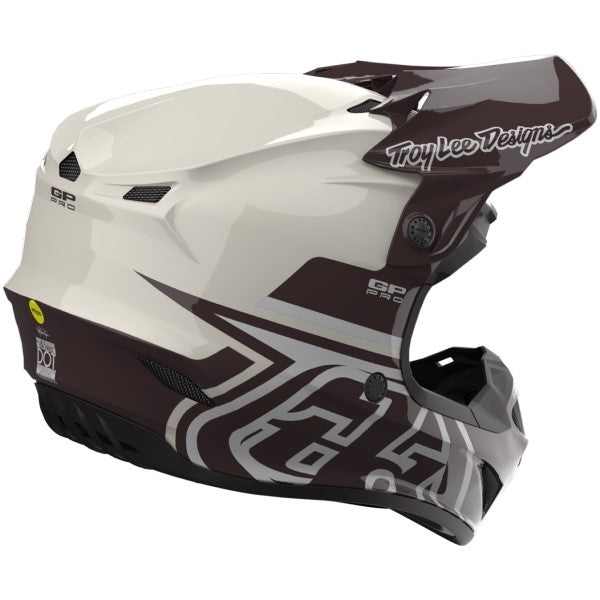 Casque de Motocross GP Pro Mono MIPS Blanc/Gris incliné de dos à gauche