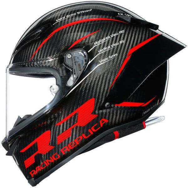 Casque Intégral de Moto Pista GP RR Performance Noir/Rouge de droite