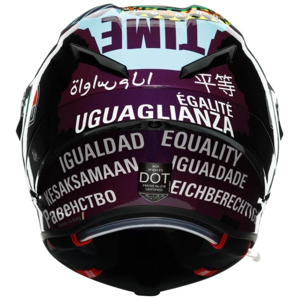 Casque Intégral de Moto Pista GP RR Morbidelli Misano | noir et mauve, le côté arrière 