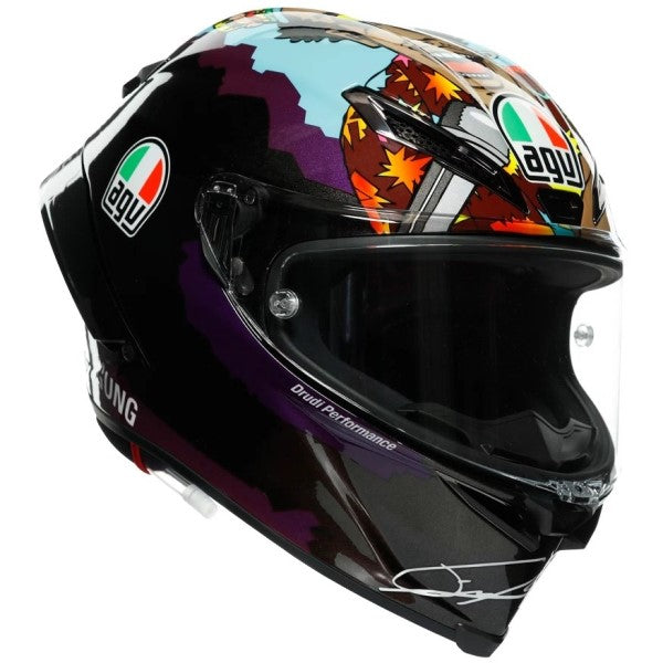 Casque Intégral de Moto Pista GP RR Morbidelli Misano | noir et mauve, le côté droit