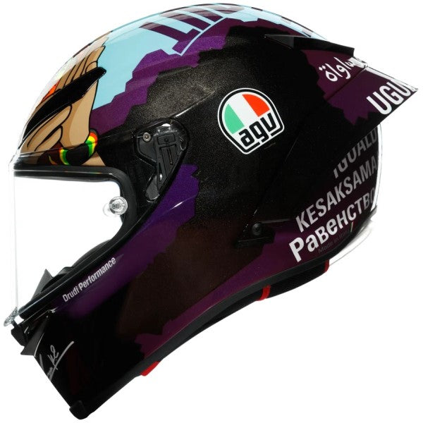 Casque Intégral de Moto Pista GP RR Morbidelli Misano | noir et mauve, le côté gauche