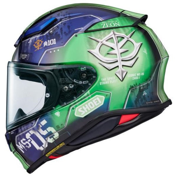 Casque Intégral de Moto RF-1400 MS-05 Zaku 1, Bleu/Vert, coté gauche