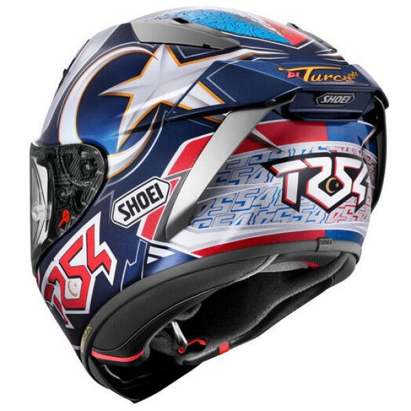 Casque Intégral de Moto X-Fifteen Toprak/Shoei/bleu rouge, arrière