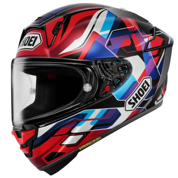 Casque Intégral de Moto X-Fifteen Valion/Shoei/bleu rouge, coté gauche