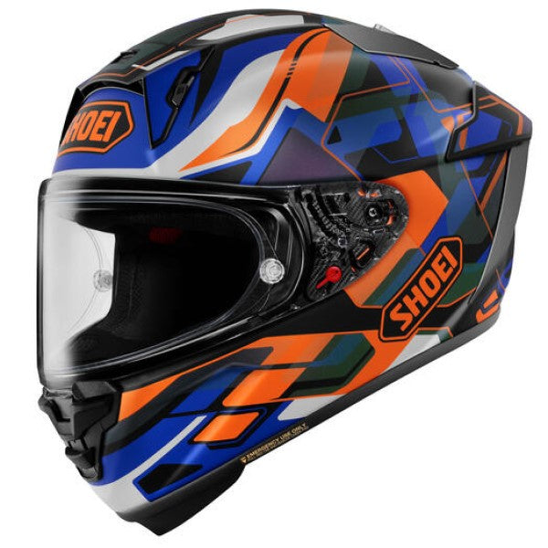 Casque Intégral de Moto X-Fifteen Valion/Shoei/gris orange, coté gauche