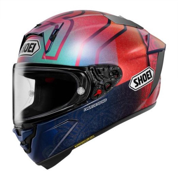 Casque Intégral de Moto X-Fifteen Marquez Holi Rouge, côté gauche