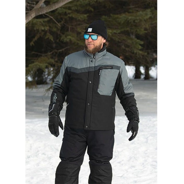 Manteau de Motoneige Pulse Floataid Gris/Noir, de face