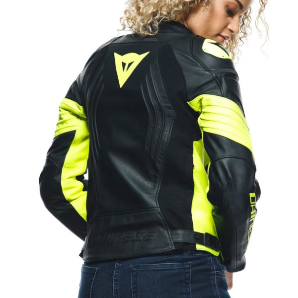 Manteau de Moto Dainese Racing 4 Femme Noir Jaune Modèle Dos