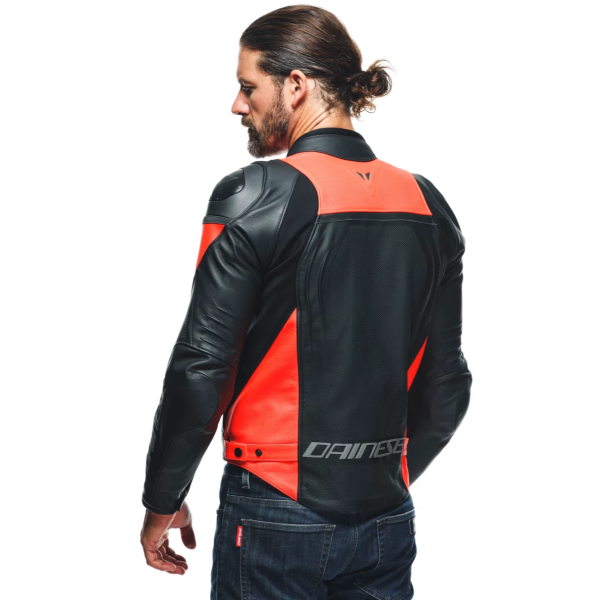 Manteau de moto Dainese Racing 4 Perforé Noir Rouge Modèle Dos