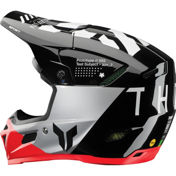 Casque de Motocross Reflex Sport Strike Noir/Gris/Rouge de droite