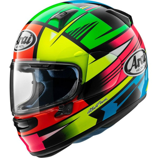 Casque Intégral de Moto Regent-X Graphique Jaune/Rouge incliné de droite