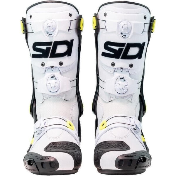 Bottes de Moto Rex Noir/Blanc/Jaune en paire de face