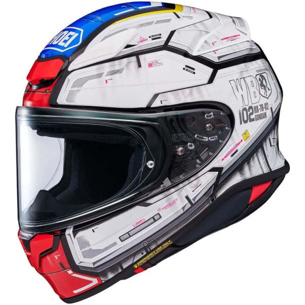 Casque Intégral de Moto RF-1400 RX-78-02 Gundam Bleu/lBanc/Rouge, côté gauche