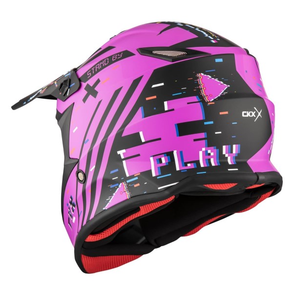 Casque de Motocross TX019Y Error Junior CKX Rose Mat Derrière