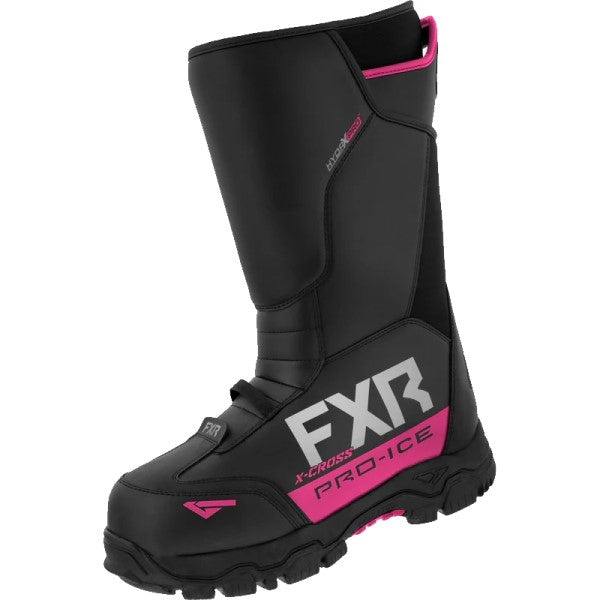 Bottes de Motoneige X-Cross Pro-Ice FXR noir et rose, côté extérieur