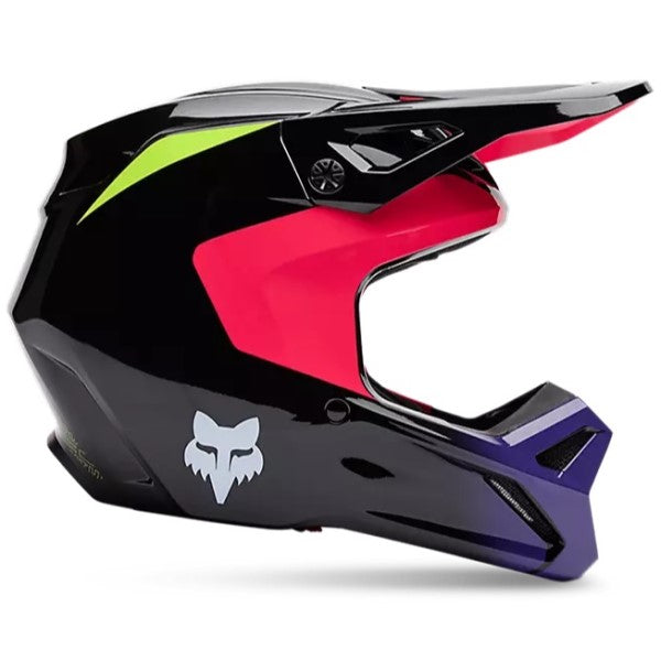 Casque de Motocross V1 Elevated Junior Fox rose, de côté