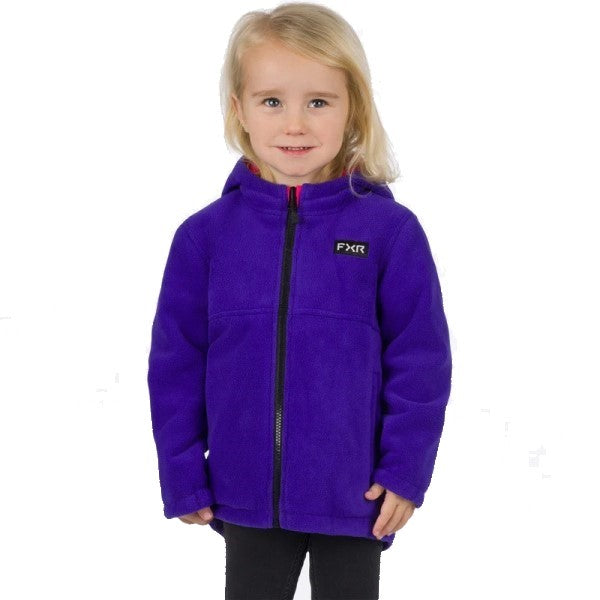 Manteau Ride Reversible Enfant FXR mauve et rose, côté mauve de face