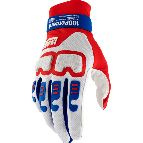 Gants de Motocross Langdale 100% rouge, blanc et bleu