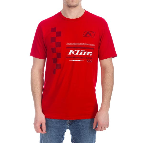 T-Shirt Checkered Flag Tri-blend Klim rouge, de face