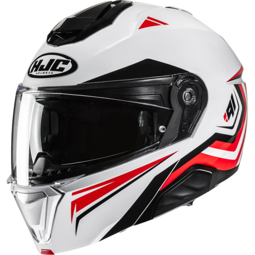 Casque Modulaire de Moto i91 Tricus HJC rouge et blanc
