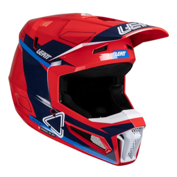 Casque de Motocross 3.5 V25 Junior Leatt rouge et bleu, de 3/4