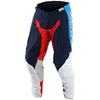 Pantalon de Motocross SE Pro Quattro Troy Lee Designs bleu et rouge, de face