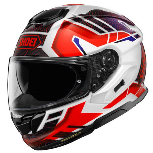 Casque Intégral de Moto GT-Air III Hike Shoei rouge et multicolore, de 3/4