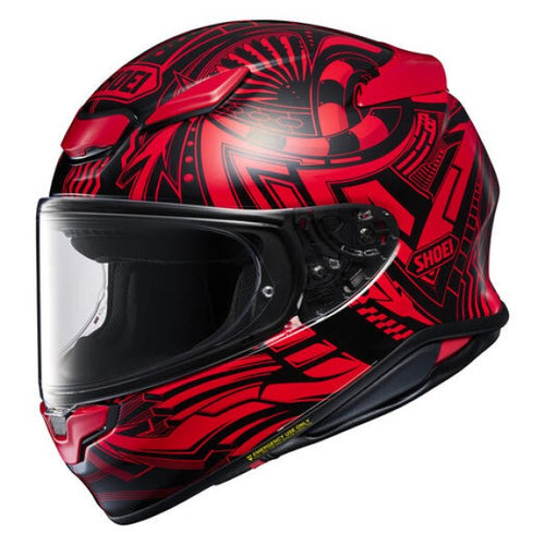 Casque Intégral de Moto RF-1400 Beaut Shoei rouge et noir, côté gauche